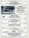L.V. Purcell, Elkhorn Production Credit, Park Garage, Lyons Garage, Bergstrom Flowers, T.V. O'Connor, Finlayson, Walworth County 1955c